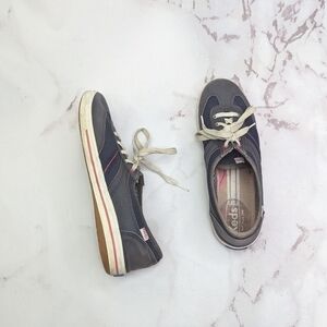 Keds Shoe Womens 9 Blue Gray Classic Stripe Low Top Sneaker Canvas WF46598M